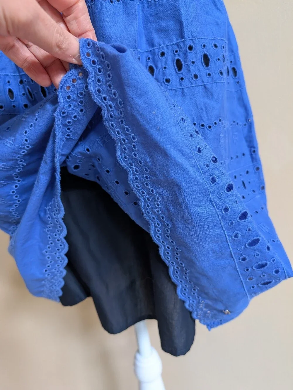 Tommy Hilfiger Blue Eyelet Embroidered Top & Skirt Set Size S